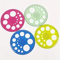 Transferidor redondo de plástico de 360 graus para pintura e desenho, ferramenta de desenho, 16 tamanhos circulares, material de desenho técnico - 4 cores