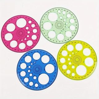 Full Circle Template Plastic Round Protractor 360 Degree for Painting Drawing Drafting Tool 16 Circular Sizes