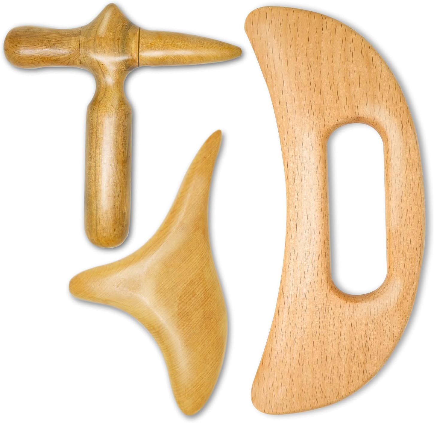 3 Pcs Thai Traditional Massage Tool Set for Hand Foot Wood Manual Gua Sha Massager Tools Kit Wooden Scraping Massage Equipment Wood Grip Scraping Board for Leg Back Neck Body Muscle Release : Health & Household