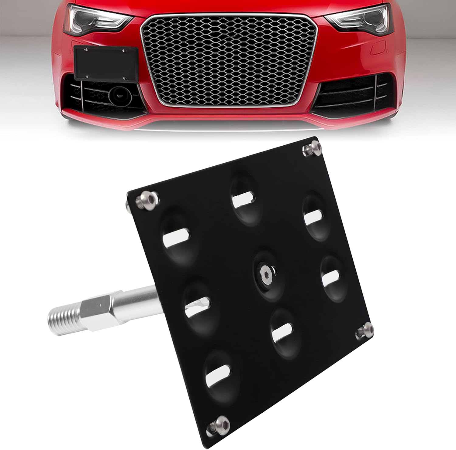 AXECO Front Bumper Tow Hook License Plate Bracket Compatible with Audi 0815 A4 S4 B8 A5 S5 RS4