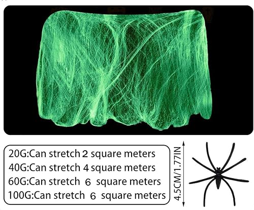 Miniatura 3 de Telaraña elástica blanca para Halloween, arañas de plástico para fiesta de Halloween, decoración de escena de casa embrujada (60, telaraña brillante