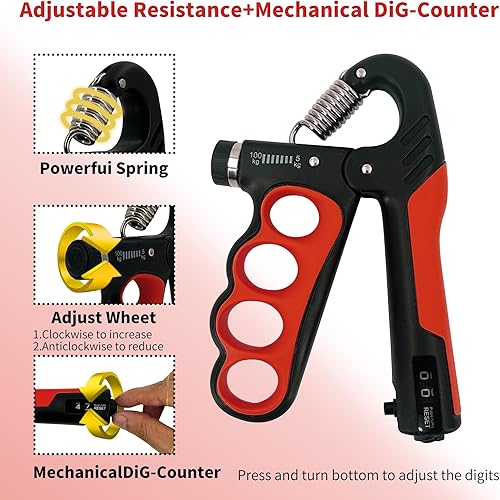 Miniatura 18 de Senston Entrenador de fuerza de agarre, paquete de 2, probador de fuerza de agarre de mano, fortalecedor de antebrazo, medidor digital de agarre