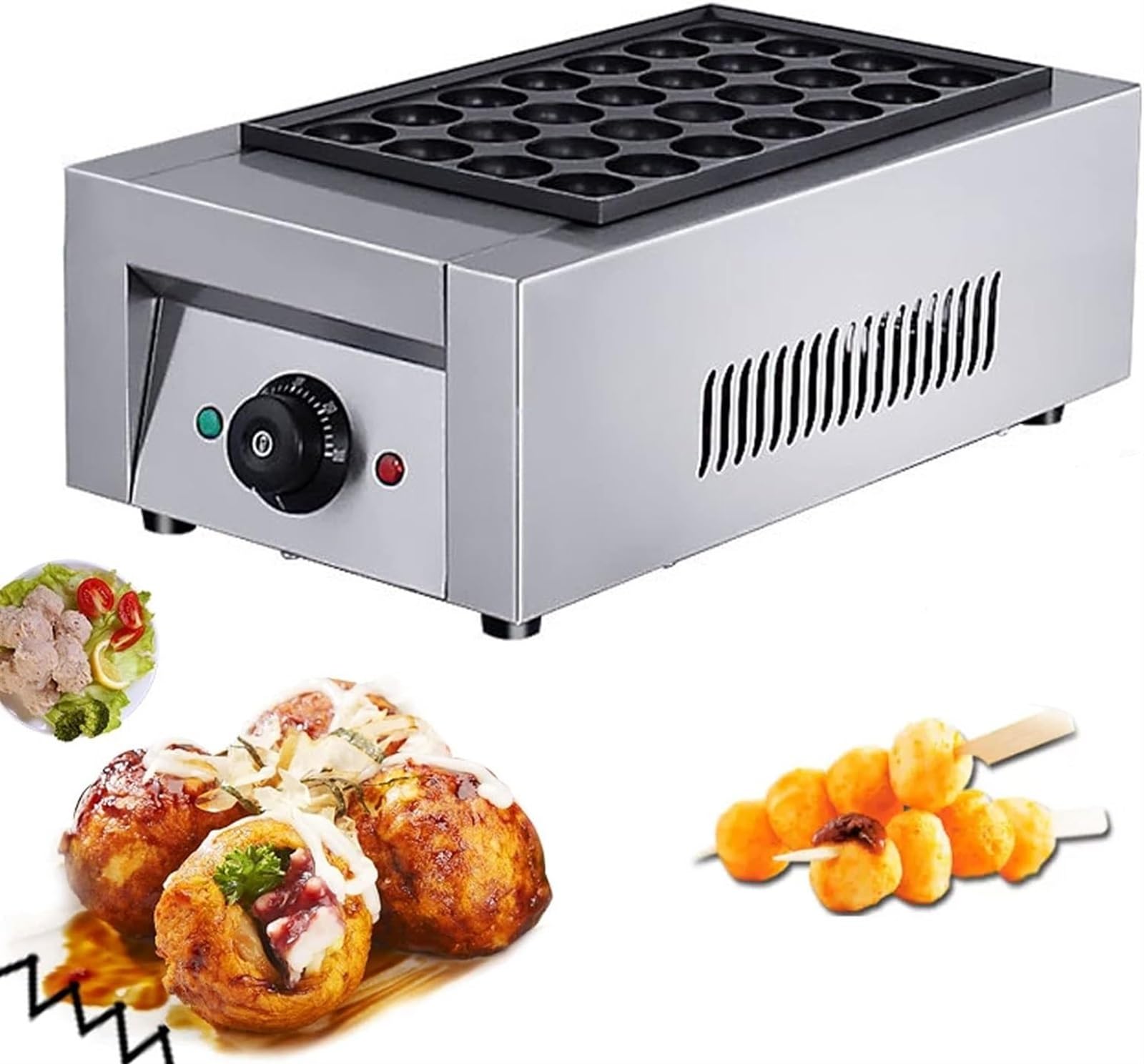 Machine à Takoyaki électrique, poêle à Boules de Poulpe Takoyaki, Takoyaki antiadhésif pour Griller, poêle à Frire, Plaque de Cuisson, Machine à Takoyaki (Aluminum Style1)