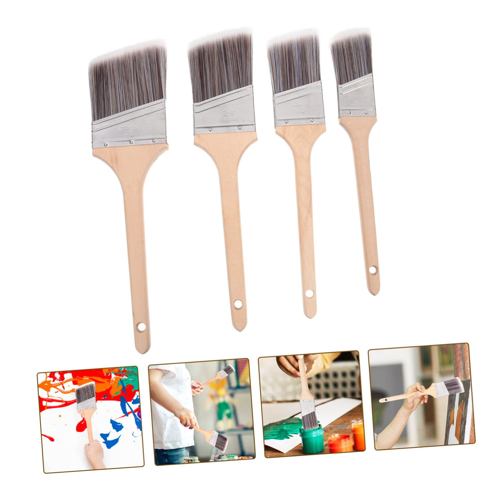 Anneome 4 Stück Pinselset Mit Holzgriff Farbenpinsel Für Haushalt Und Hobby Aquarell Und Ölmalerei Leicht Zu Kontrollieren Vielfältige Anwendungsbereiche