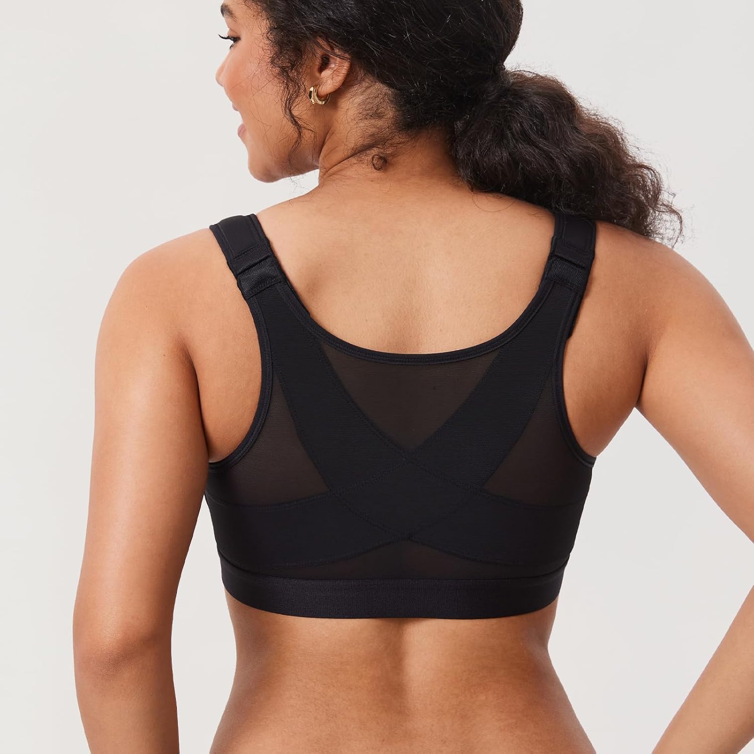 DELIMIRA Women's Front Closure Posture Wireless Back Support Full Coverage Bra - Image 5