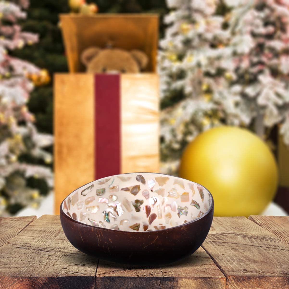 Amosfun Coconut Shell Fruit Bowl Key Storage Bowl for Home Office