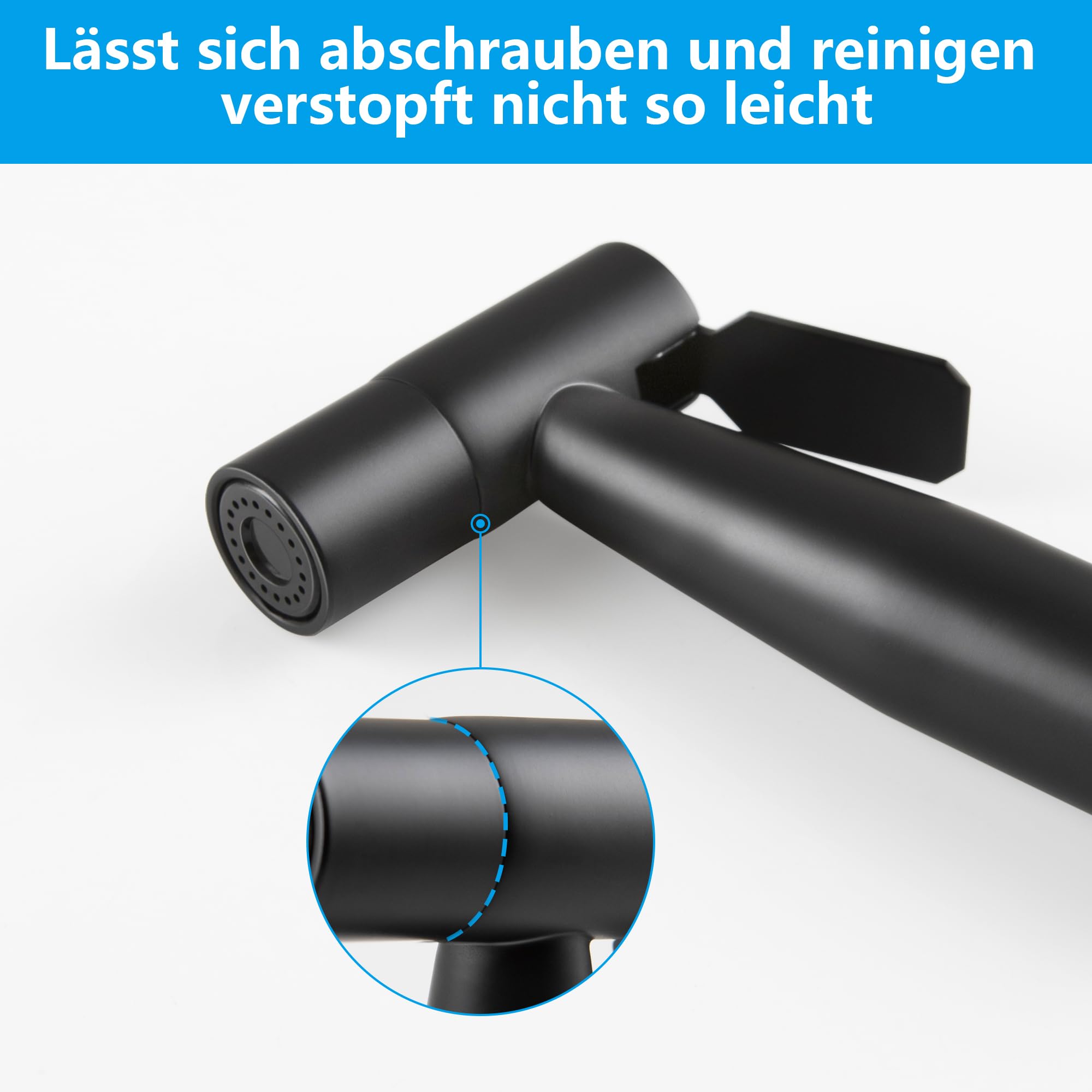 Hand Shower for Bidet Spray Hand Bidet Spray Bathroom Pet Washing with Flexible Shower Pants Holder Adapter Valve Shower Spray Gun, SKOWLL Matte Black