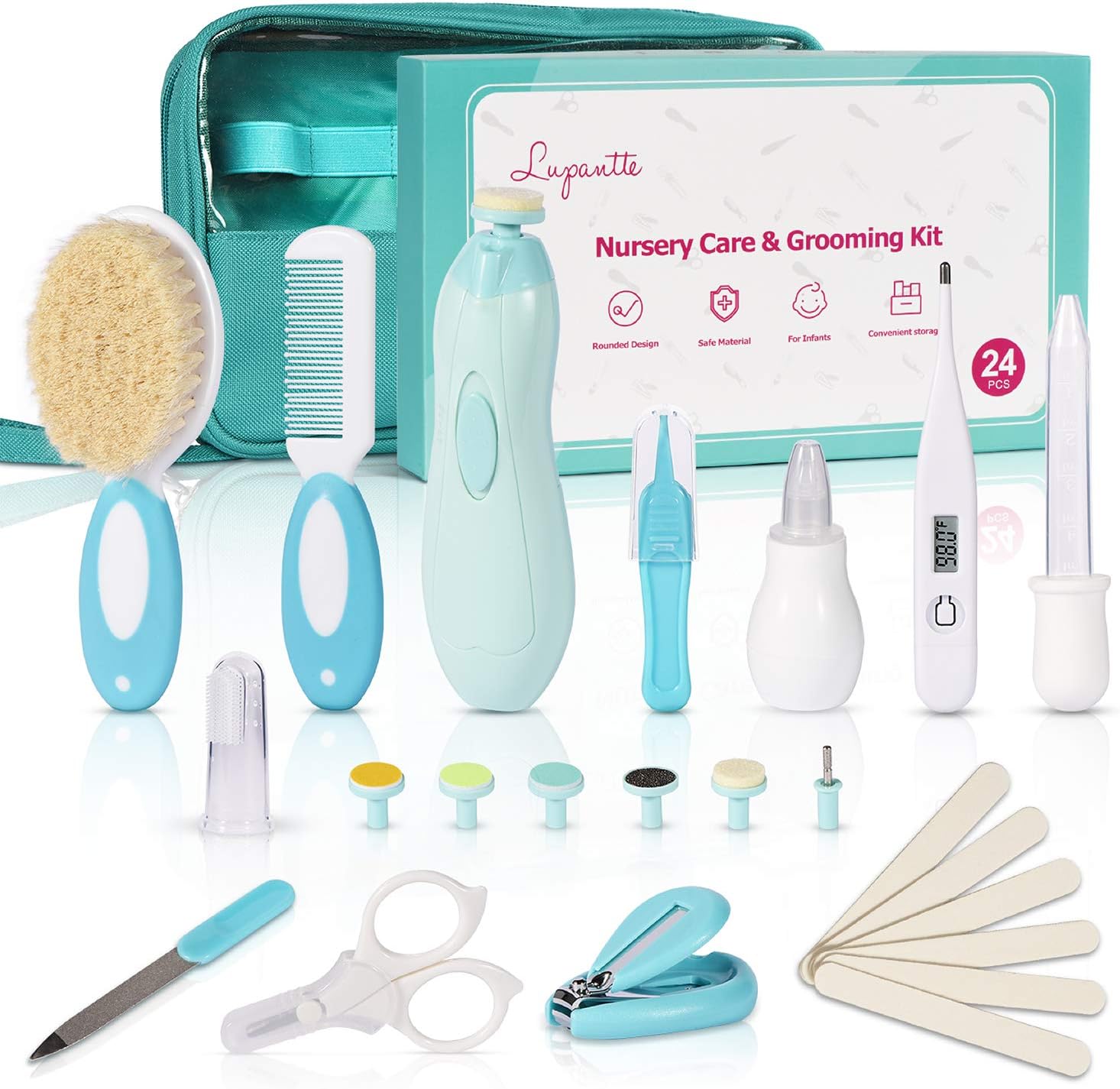 Baby Healthcare and Grooming Kit, 24 in 1 Baby Electric Nail Trimmer Set, Lupantte Nursery Care Kit, Toddler Nail Clippers, Medicine Dispenser, Infant Comb, Brush, etc. Baby Care Products. : Baby