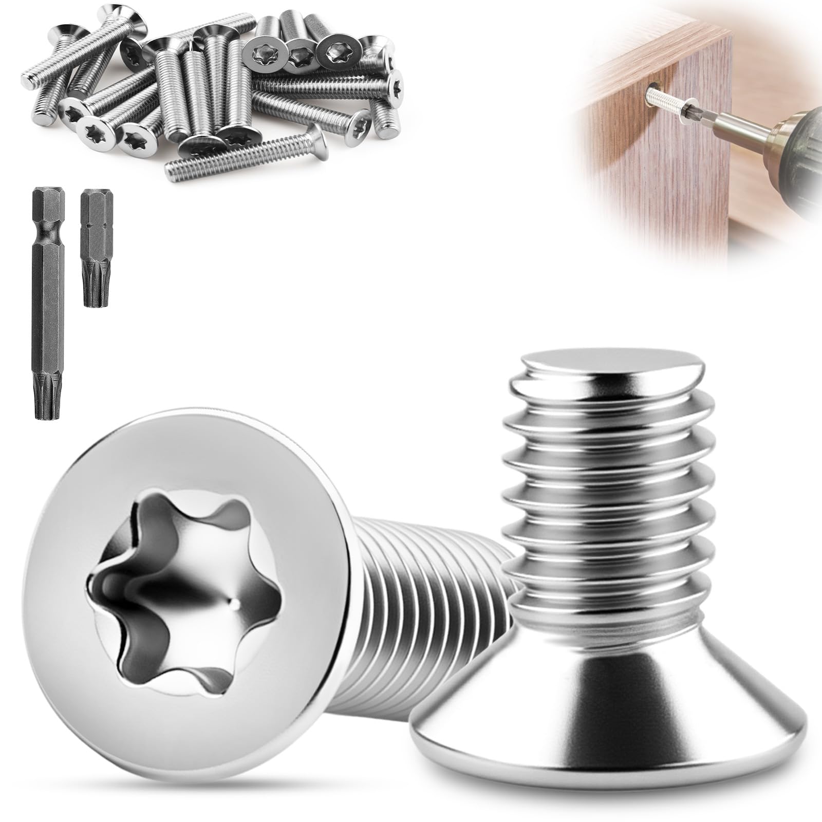 XRXYMQ 30 Stück Senkkopfschrauben M4 x 12 mm Senkkopf M4 Senkkopfschrauben Edelstahl A2 V2A mit Innensechsrund/Torx Schrauben für Geräte Maschinen Möbel