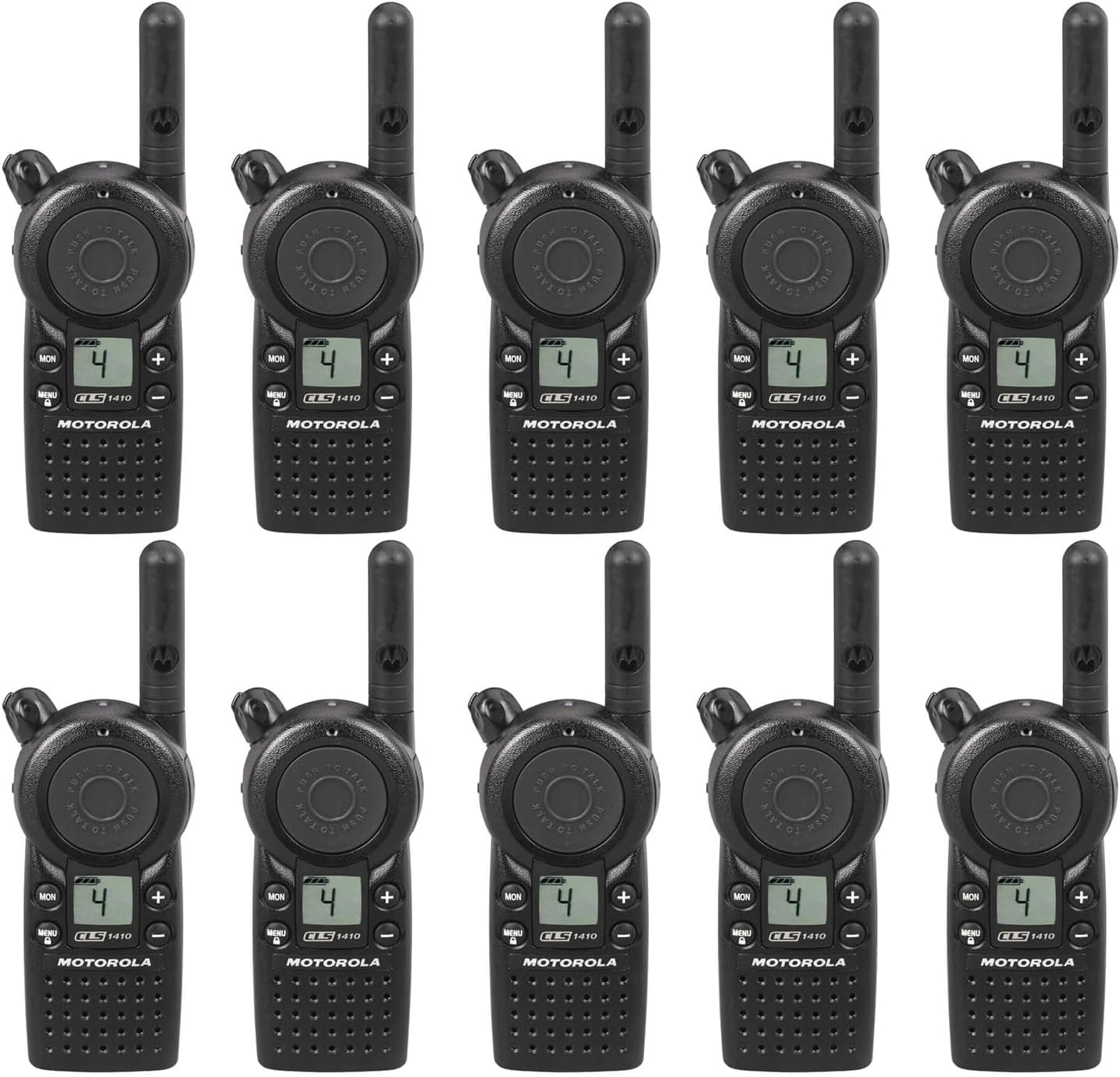 Motorola Solutions CLS1410 10-Pack Two-Way Radio Analog 4 Channels UHF 459.5-469.5MHz