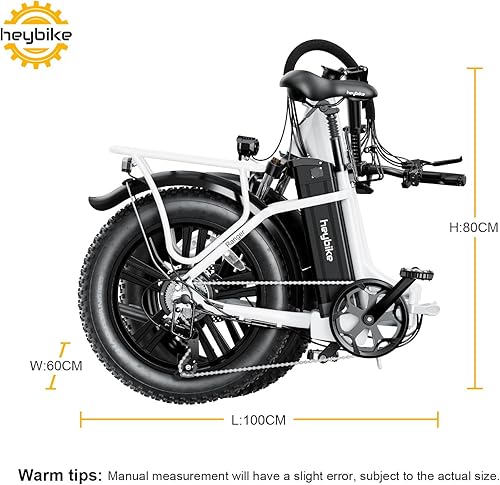 Miniatura 8 de Heybike Ranger - Bicicleta eléctrica plegable de 20 x 40 para adultos bicicleta eléctrica escalonada con motor de 500 W batería extraíble de 48 V 15