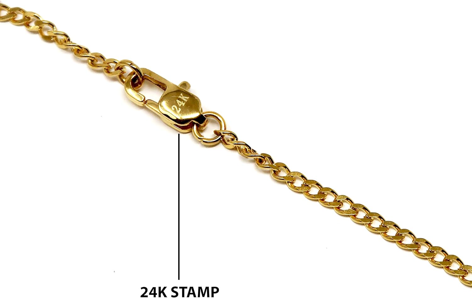 24K Gold Chain Style Cross Pendant Necklace Solid Clasp for Men, Husband, Thin for Charms Miami Cuban Link Diamond Cut