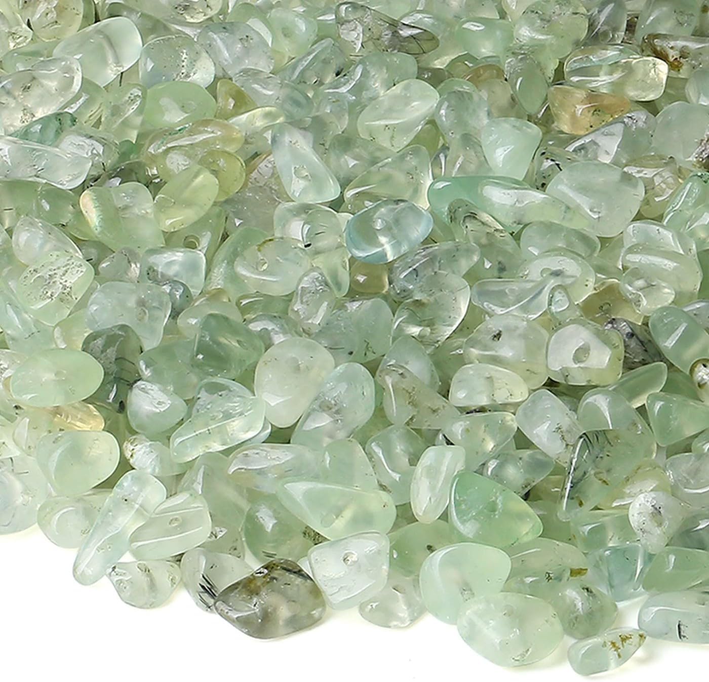 LAIDANLA Prehnite 400pcs Natural Chip Stone Beads 5-8mm Healing Crystal Irregular Gemstones Drilled DIY Loose Rocks Bead Crystal for Bracelet Earrings Necklace Jewelry Making Crafting - Image 2