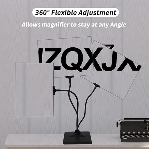 Miniatura 5 de Lupa 5X con soporte, cuello de cisne flexible de 10 x 6 pulgadas, aumento de página de libro completo, lupa grande para leer impresiones pequeñas y