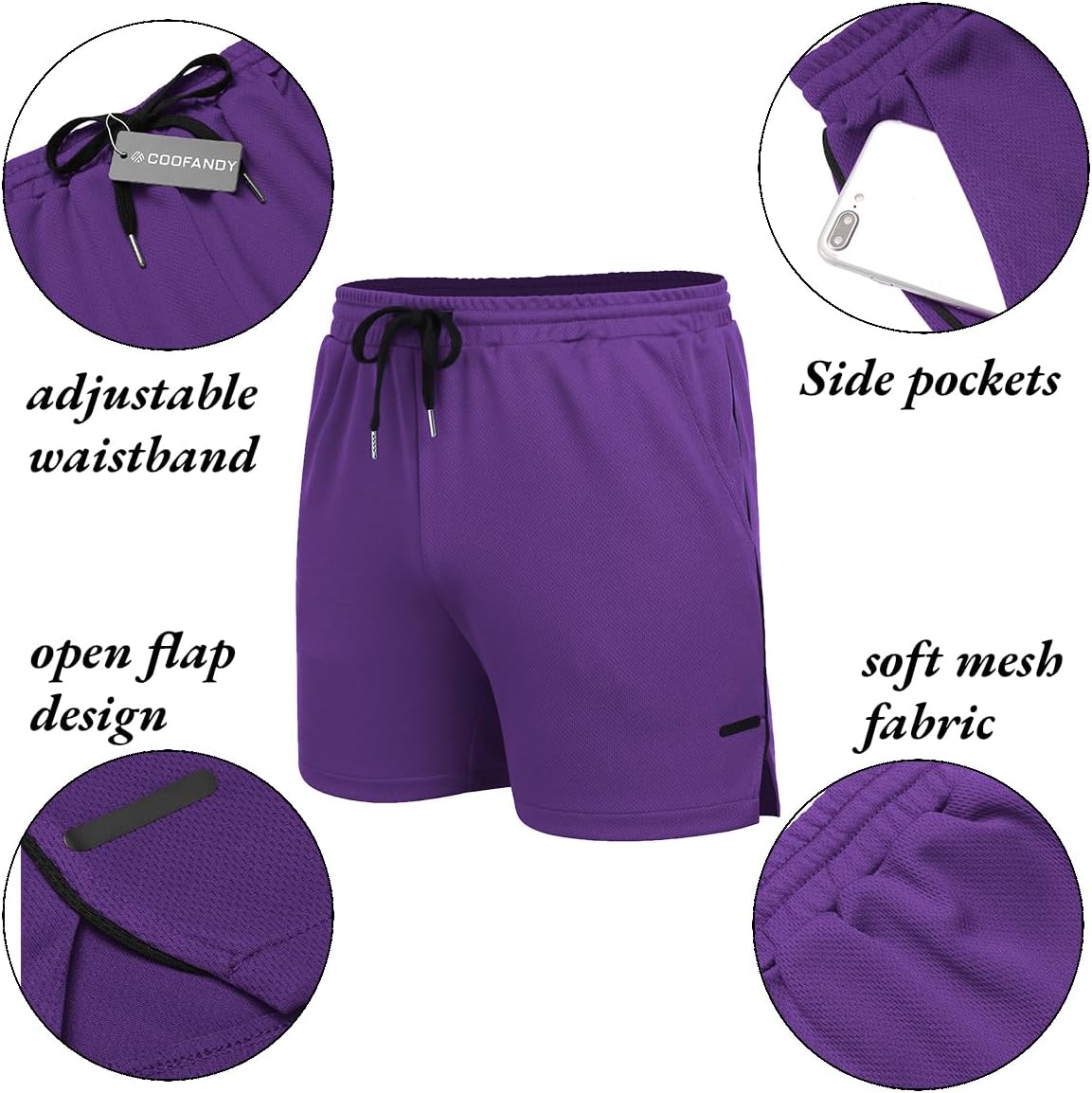  Men's 2 Pack Gym Workout Shorts Quick Dry Athletic Shorts 5 Inch Lightweight Sports Running Shorts with Pockets thumbnail