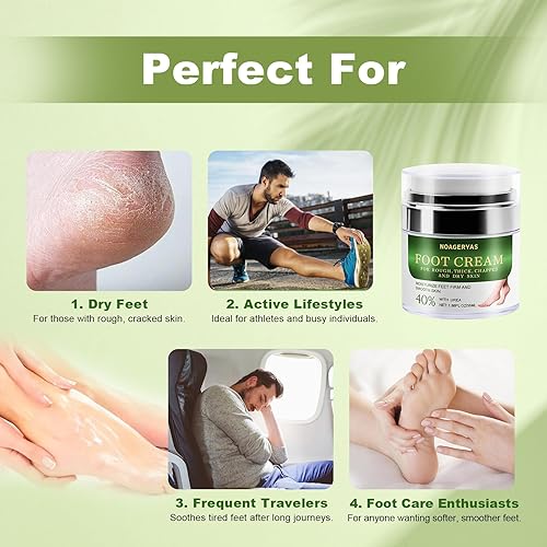 Miniatura 4 de NOAGERYAS Crema de urea con 40% de urea, aceite de árbol de té y aloe vera, crema hidratante para pies suaves y lisos, ideal para pies ásperos,