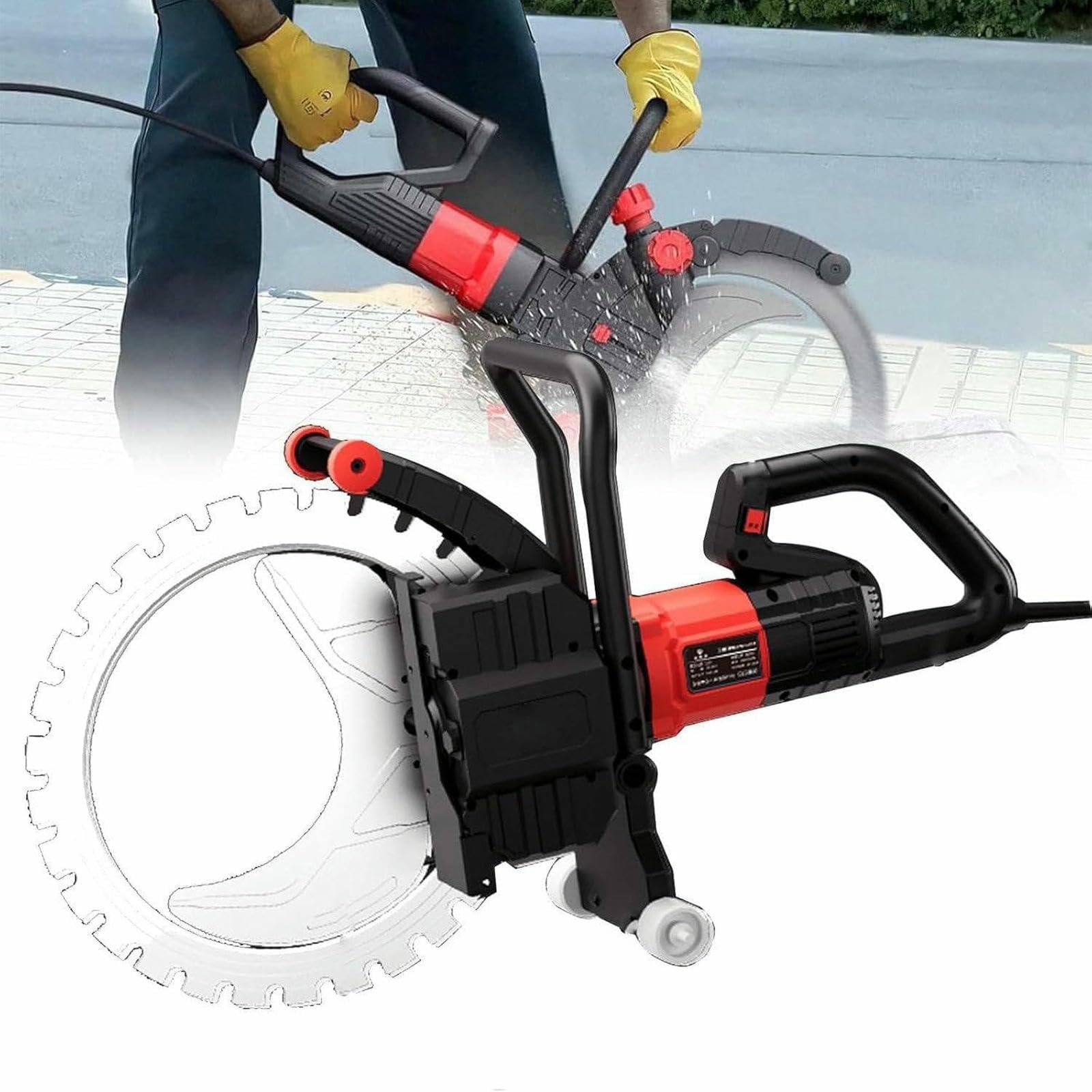8900W Sierra De Anillo De Hormigón, 16-24in Motor Sin Cepillo Sierra De Hormigón con Agua Alimentada Supresión del Polvo, 3300RPM Máquina Eléctrica De Ranura De Pared para Hormigón, Rebar