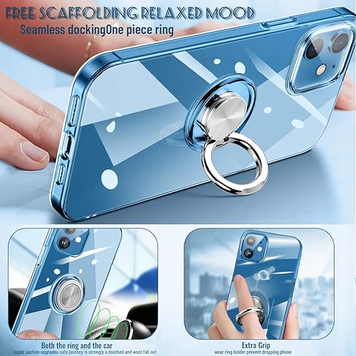 Miniatura 6 de Funda transparente diseñada para iPhone 12, iPhone 12 Pro, transparente, suave, delgada, de silicona, flexible, a prueba de golpes, con soporte de