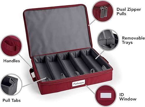 Miniatura 4 de Covermates Keepsakes - Caja de almacenamiento de cubiertos, apilable, asas reforzadas, almacenamiento de porcelana, rojo escarlata