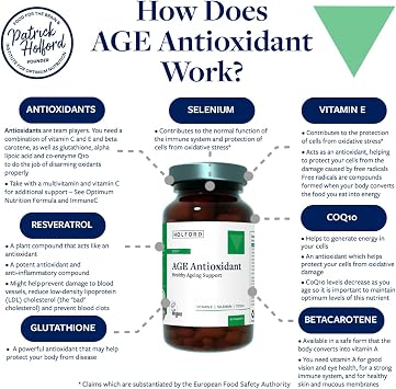 PATRICK HOLFORD Age Antioxidant/Antioxidant Supplement/for Anti-Ageing Support / 7 Nutrients/Vitamin E, Selenium, COQ10 + / Naturally Sourced / 60 Capsules/Vegan/for Women & Men