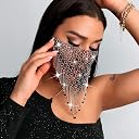 PATPAT® Tassel Masks Masquerade Masks for Women, Sparkly Crystal Metal Mesh Mask, Black Tassel Beads Chain Masks for Performance, Prom, Costume Party Festival Rave, Masquerade Party Halloween Gifts gallery image