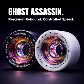 Bont Ghost Assassin Aluminum Hub Roller Skate Wheels, Indoor Jam & Speed, 62mm 98A, Set of 4 | Black