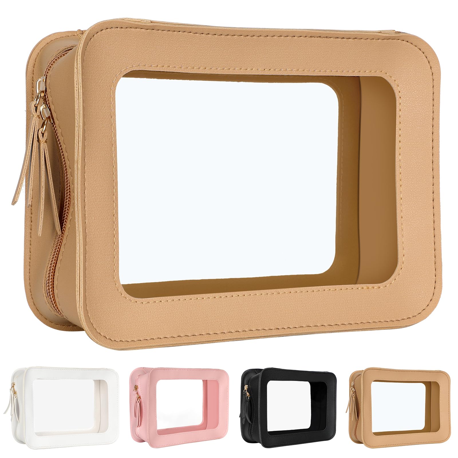 Viwomsh Clear Makeup Bags, TSA Approved Travel Toiletry Pouch with Zipper, Organizer Cosmetic Case for Travel Purse Car Transparent,Square Pouches for Women Men