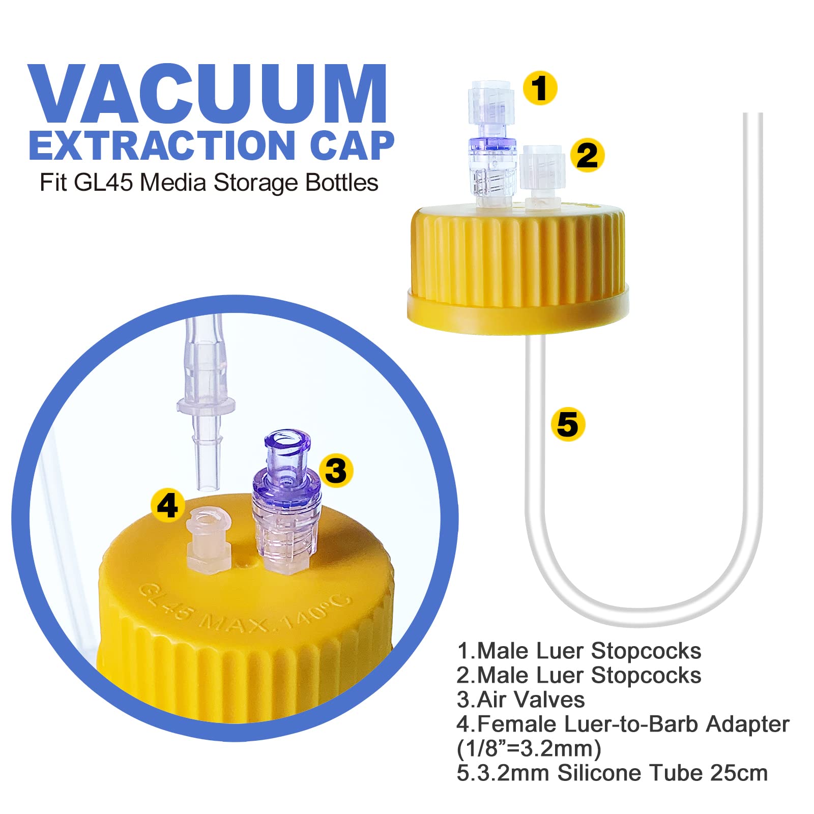 GL45 Tappo per filtro sottovuoto sterile con membrana PES/MCE, filtro sottovuoto con tappo per bottiglie GL45