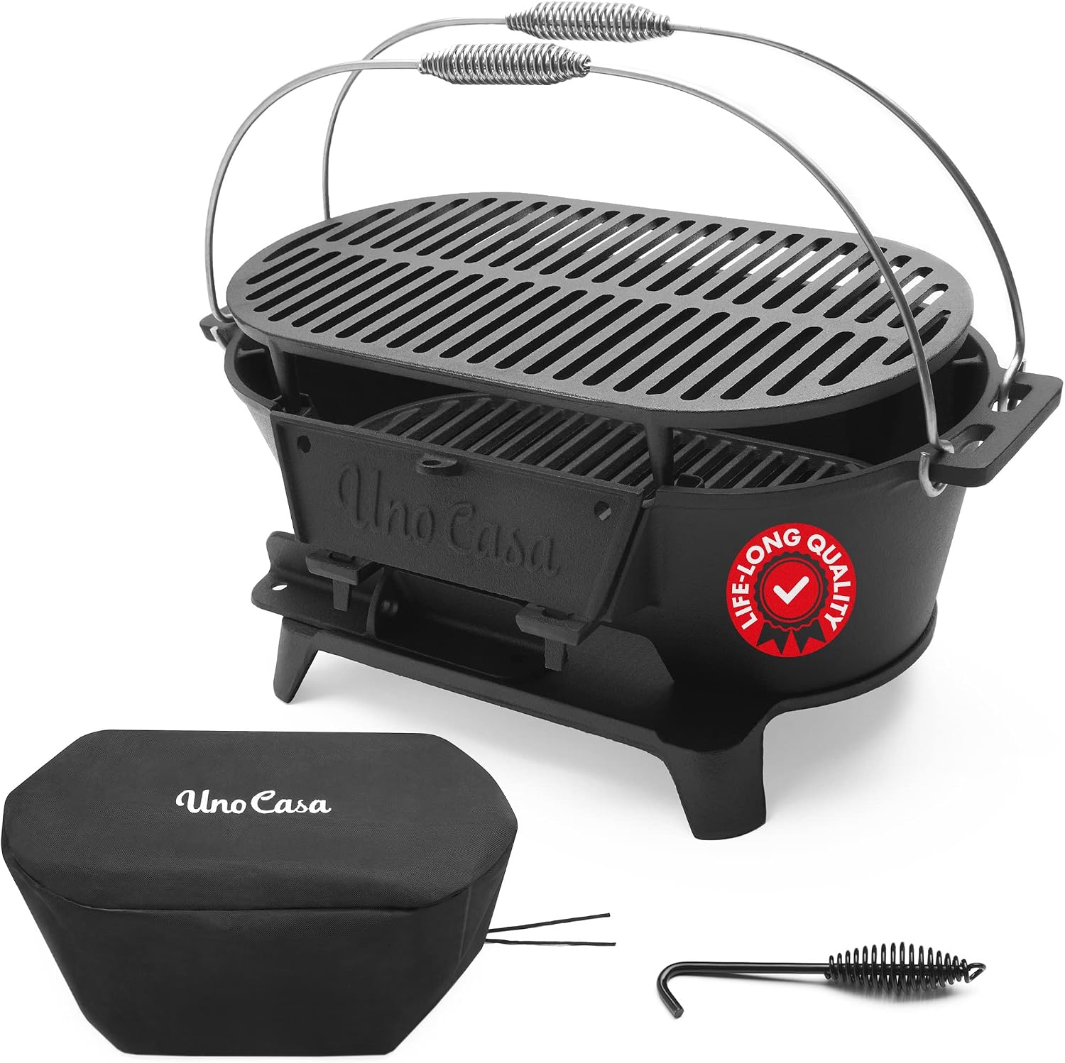 Uno Casa Hibachi Grill - Pre-Seasoned Small Charcoal Grill, Hibachi Grill Outdoor, Portable Charcoal Grill for Camping, Outdoors Table Top Grill Charcoal, Japanese Hibachi Grill