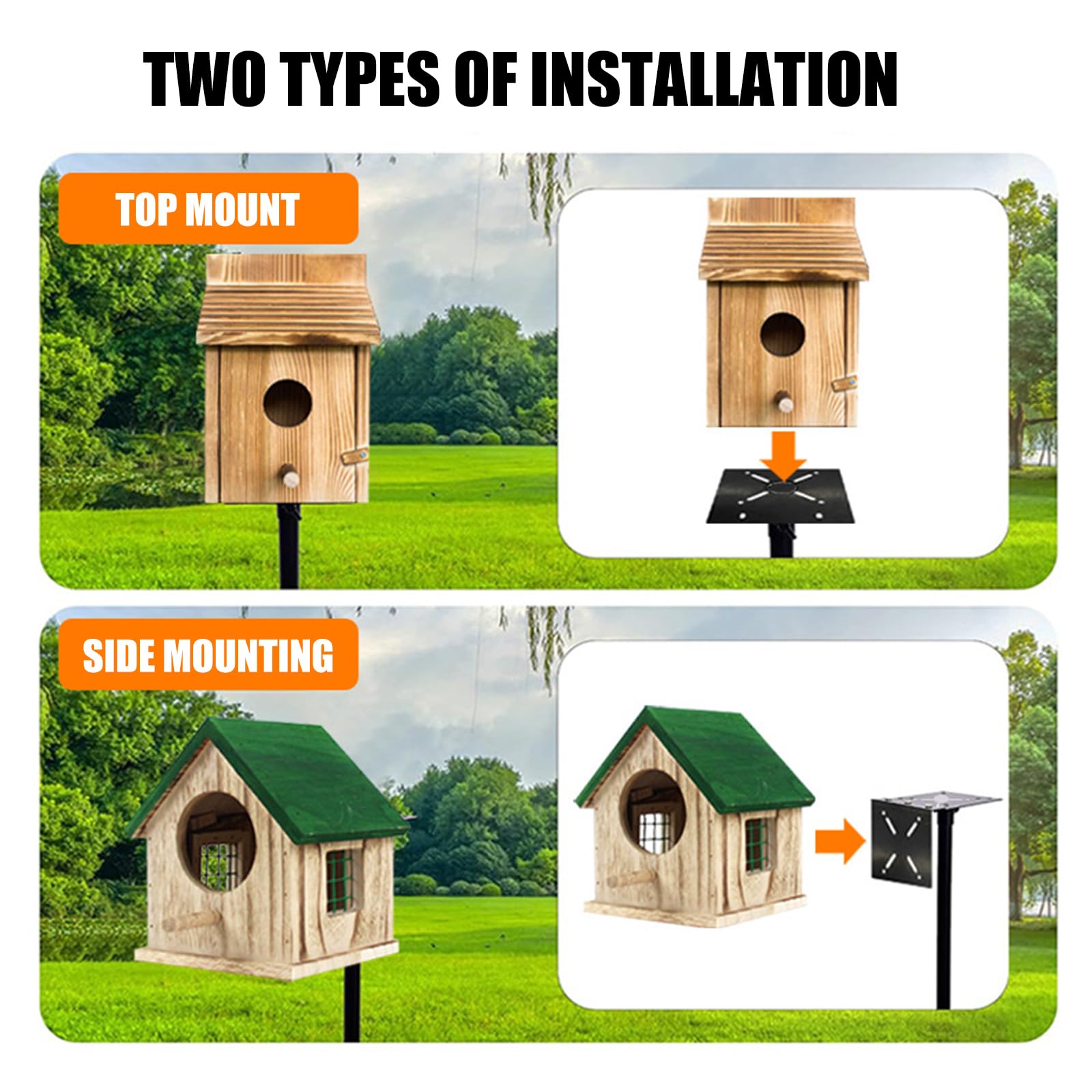Supporto per mangiatoia per uccelli in metallo con riparo in legno e 5 piattaforme sospese per decorazioni da giardino esterno Supporto per mangiatoia per uccelli resistente alle intemperie