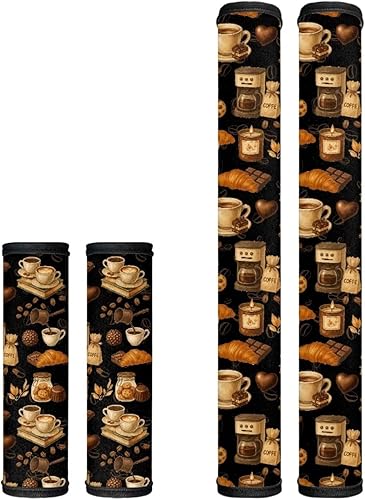 Miniatura 129 de Juego de 4 fundas protectoras de repuesto para manija de puerta de refrigerador con temática de té de la tarde para microondas, horno, refrigerador