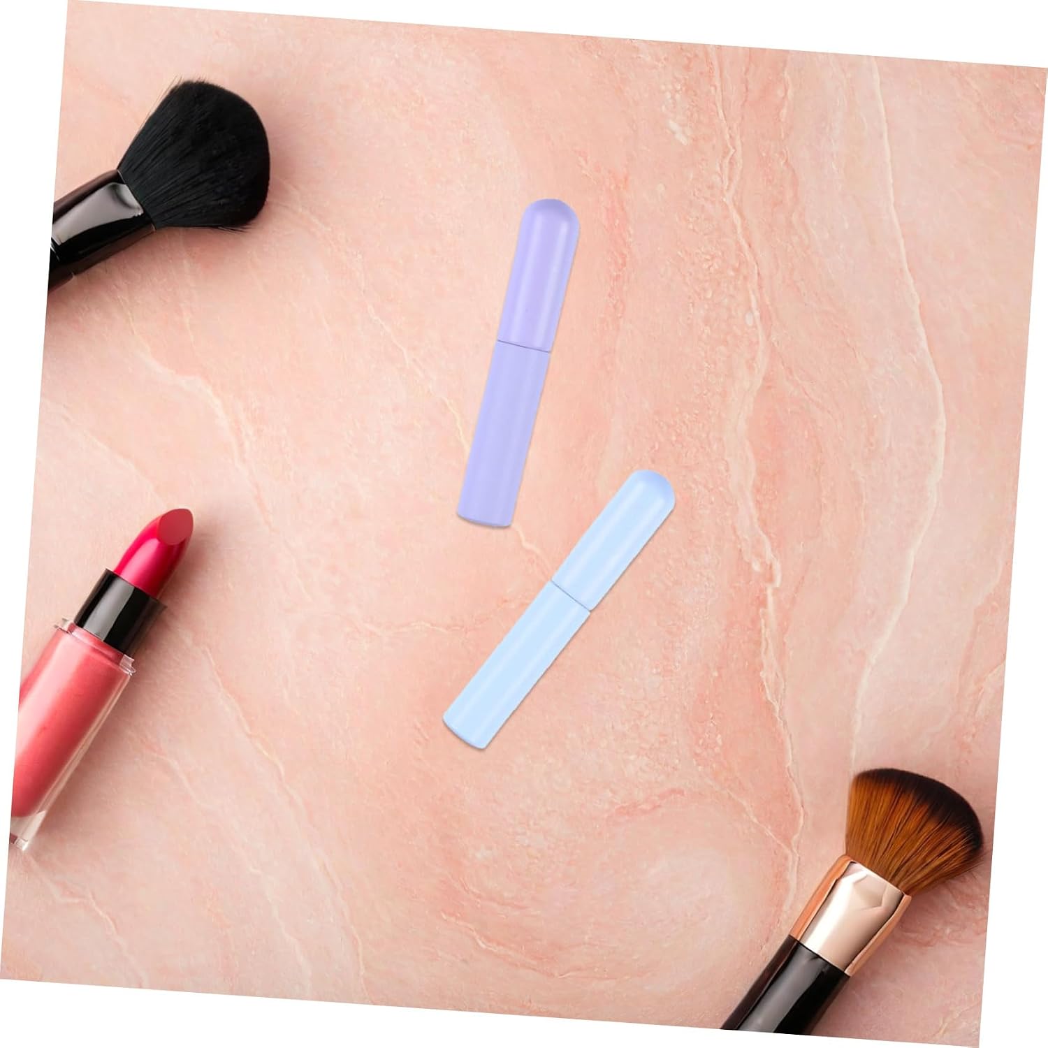 Healifty 3pcs Silicone Lip Brush with Cover Skin Friendly Reusable Lipstick Applicator Brushes for Women Gentle Soft Round Head Makeup Tools for Even Lip Color and Liquid Cosmetics