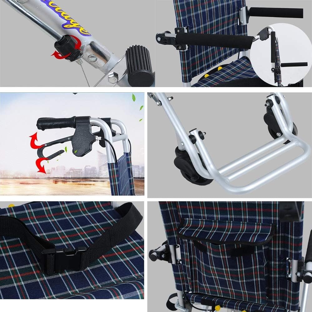 Old Casual Shopping Cart,4 Round Revolving Shopping Trolley,Folding Large Wheel Portable Push Chair Can Be in The Shopping Basket,Firm and Stable
