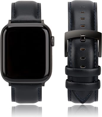 Leather Watch Bands Compatible with Apple Watch 49mm 46mm 45mm 44mm 42mm 41mm 40mm 38mm, Top Grain Leather Replacement Strap for iWatch Series 12 11 10 9 8 7 6 5 4 3 2 1 SE Ultra 4/3/2/1