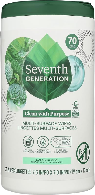 Seventh Generation Multi-Surface Wipes, Garden Mint Scented, 70 Count