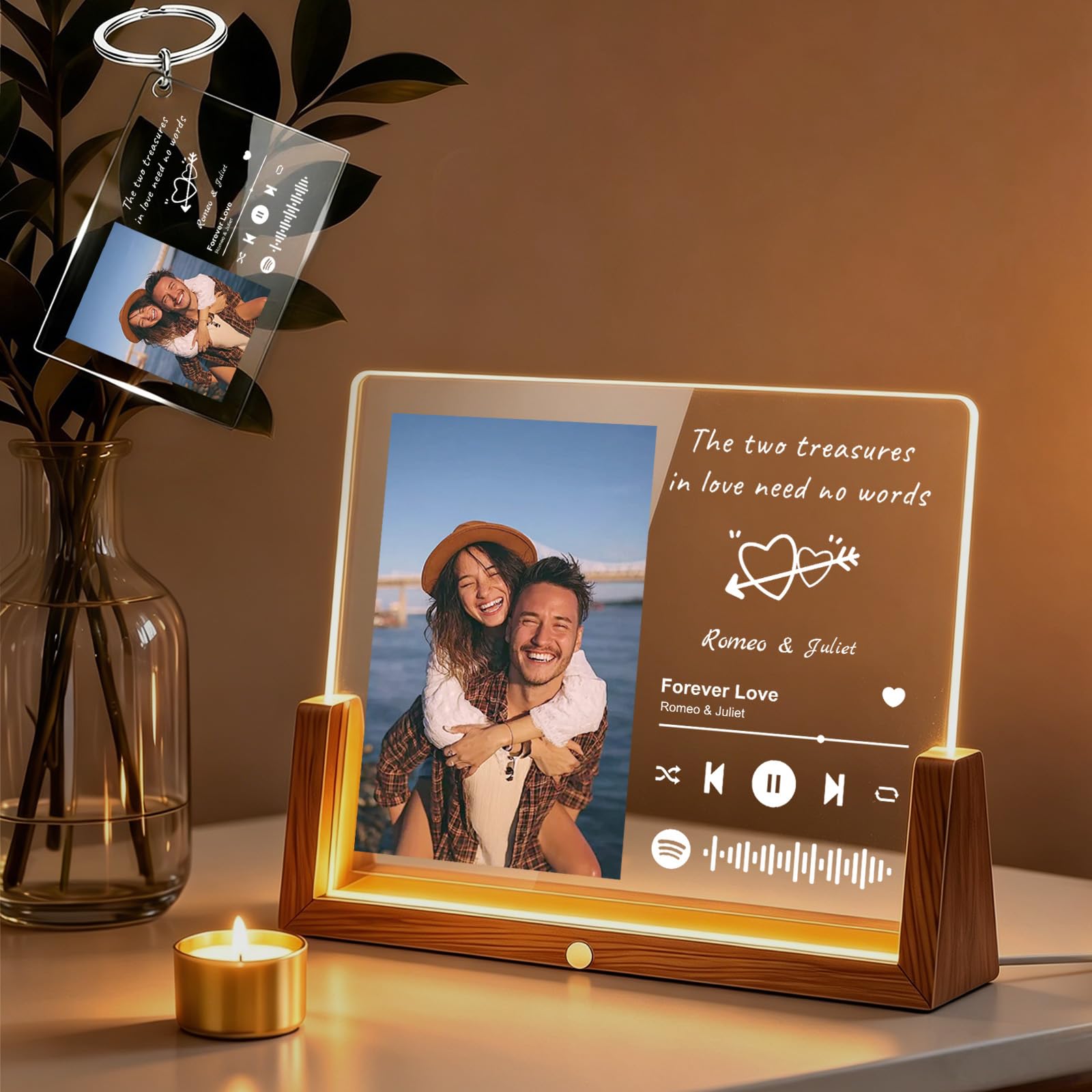 Personalized Gifts for Girlfriend Boyfriend - Spotify Plaque, Custom Music Acrylic Song Plaque Frames with Photo, Customized Picture Frame for Him Her Women Men Couples Anniversary Birthday Gifts