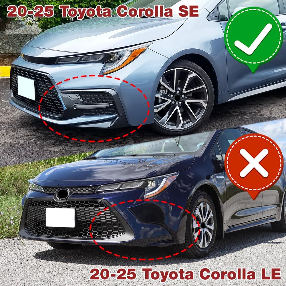 HYPERSPEED Front Bumper Spoiler Lip 3PCS ABS Compatible with Toyota Corolla XSE SE 2020 2021 2022 2023 2024 2025, Car Mods Replacement Parts Assembly, Air Chin Body Kit Splitter (Carbon Look)