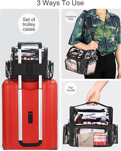 Miniatura 6 de NAONAYA Estuche para brochas de maquillaje, soporte grande para brochas de maquillaje profesional, estuche de viaje transparente impermeable para