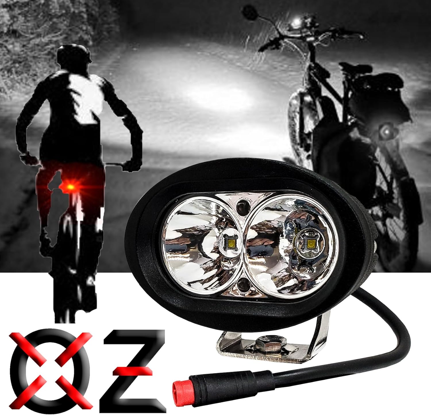OZ-USA E-Bike 8W LED Headlight 2-Pin Julet Plug – Compatible with Lectric, Velotric, Aventon, and Juiced E-Bikes
