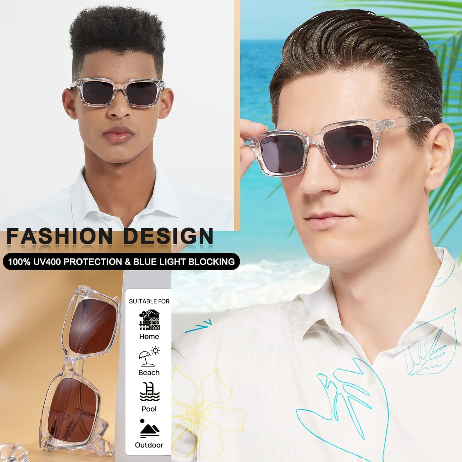 MARE AZZURO Reader Sunglasses Men Retro Square Sun Reading Glasses 1.0 1.25 1.5 1.75 2.0 2.25 2.5 2.75 3.0 3.5 4.0