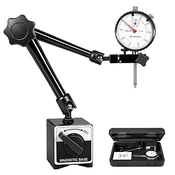 Dial Indicator with Magnetic Base, 0-1 inch Dial Test Gauge Indicators Graduation 0.001",132lbs Mag Base Runout Gauge Set