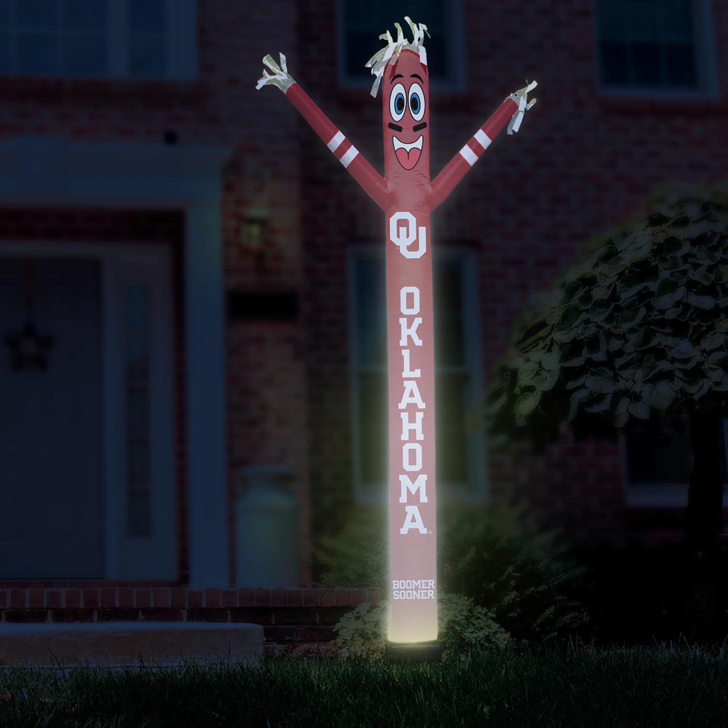 Sporticulture NCAA Oklahoma Sooners Football Wacky Waving Inflatable Tube Guy with LED Lights & Built-in Blower Air Wacky Dancers Inflatable Tube Man Crazy Sports Fan Outdoor Party Decoration