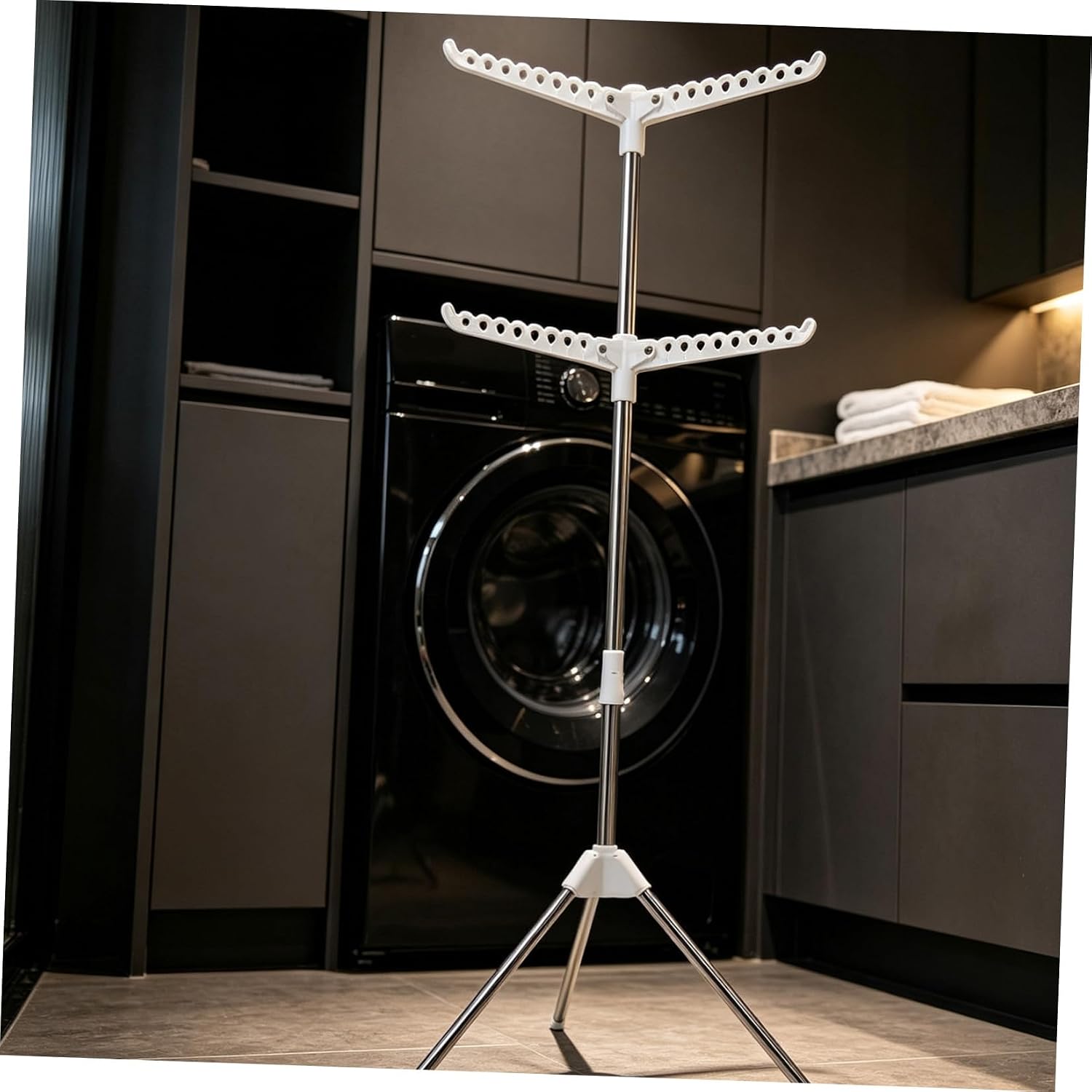 Foldable Clothes Drying Rack Laundry Stand 66 Inch 2 Tier Tripod