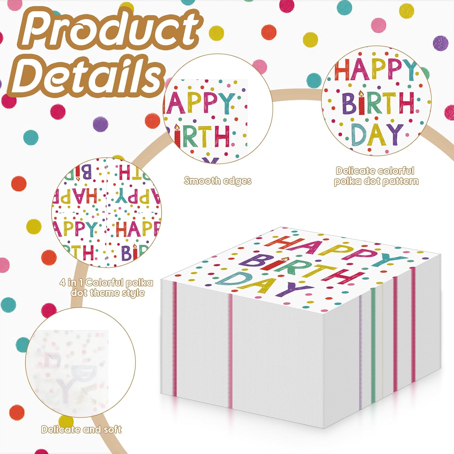 Birthday Table Napkins, Soft Paper Napkins,Happy Birthday Theme Napkins for Dinner Napkins,Soft Paper Napkins Tables Tissue for Girls Boys Birthday Party Decorations, Baby Showers - Image 3