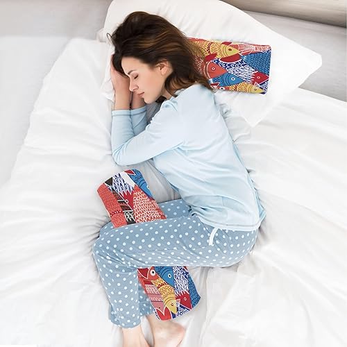 Miniatura 6 de KLL Bright Colorful Fish on Blue Bolster Pillow Cervical Neck Roll Pillow Cover Soft Round Pillow Foam Cylinders Legs Support Pillow