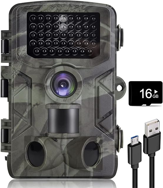Findn Wildlife Camera, Upgrade 24MP 1080P Trail Camera with Night Vision 0.2s Motion Activated Waterproof Garden Camera Trap for Outdoor Hunting Nature Wildlife Scouting, 16GB SD Card Include