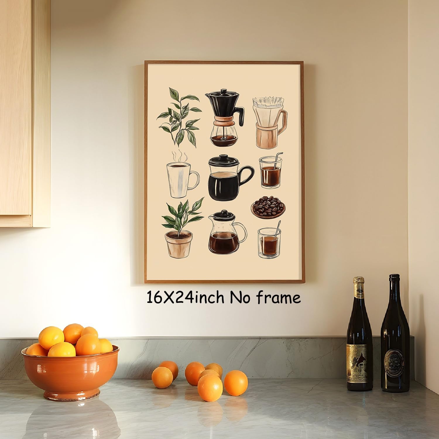Retro Coffee Chart Canvas Wall Art Vintage Cafe Painting Espresso Machine Poster for Baristas Home Cafes Coffee Lover Art Trendy Kitchen Prints Vintage Aesthetic Paintings for Kitchen 16x24in No Frame