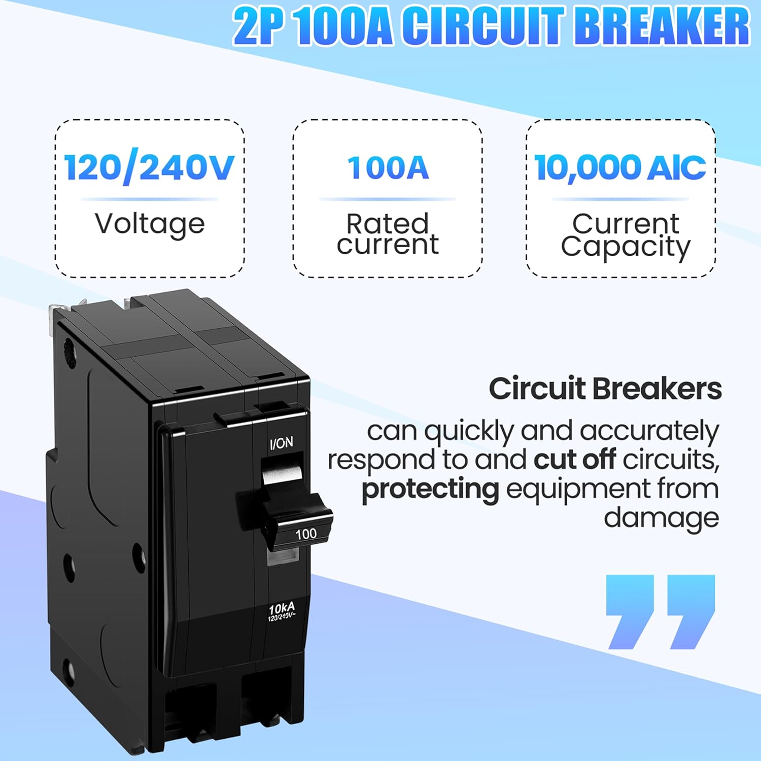 100Amp 2-Pole Circuit Breaker for QO2100CP,Compatible with SD QO Load Center, CSED, and NQOD Distribution Panels,120/240 V,10kA