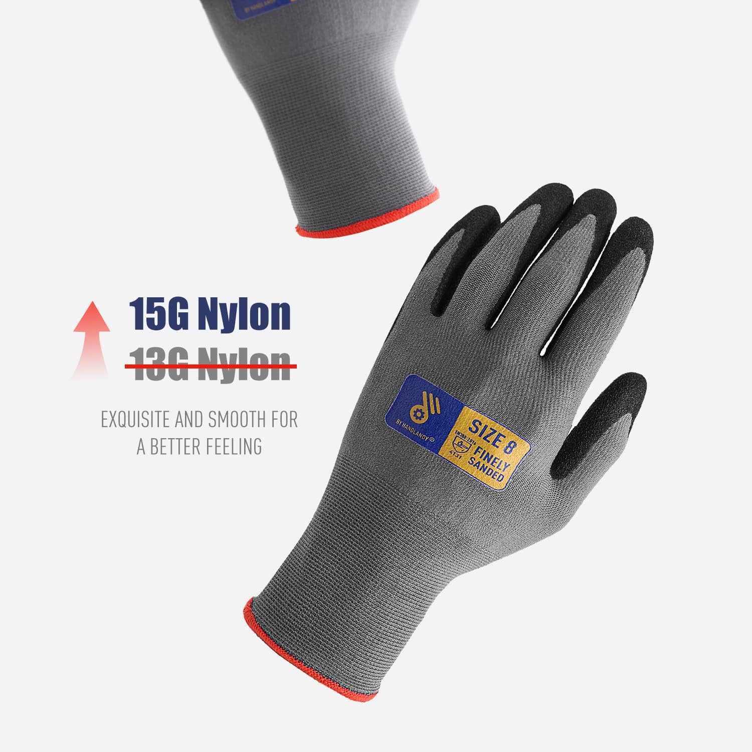 HANDLANDY 6 Pairs Safety Work Gloves with MicroFoam Nitrile Coated - Breathable Nylon Gloves with Grip for Men & Women - Image 3