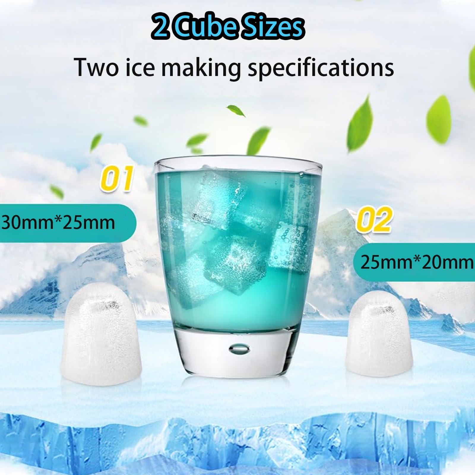 MáQuina para Hacer Hielo En Encimera, MáQuina para Hacer Hielo PortáTil, 12 Kg En 24 Horas MáQuina para Hacer Hielo EléCtrica para El Hogar/Cocina/Oficina, Autolimpieza,Black